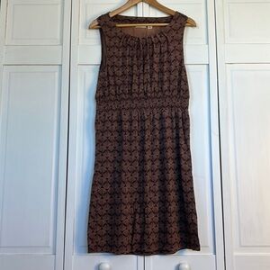 L.L.Bean Pleated Crew Neck Elastic Ruched Waist Midi Dress EUC Size: SP
